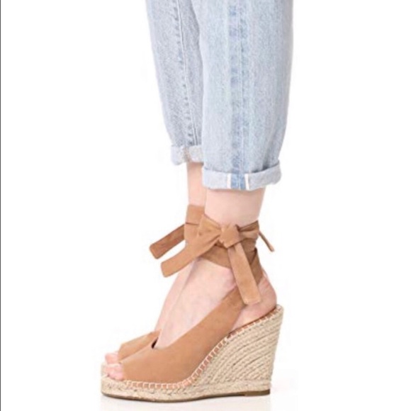 Worn Once Joie Suede Espadrille Sandals Blush Ankle Strap 36 - Picture 1 of 7